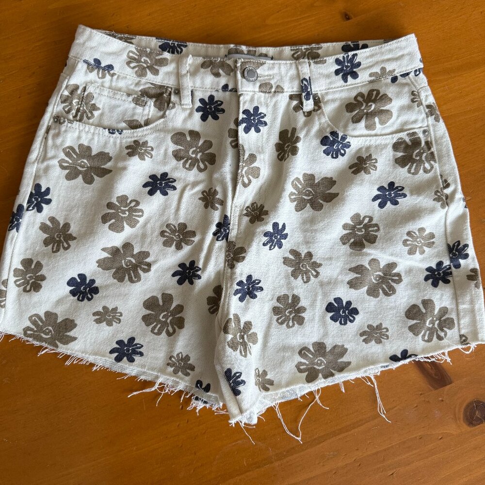 Khaki + Blue Flower Shorts